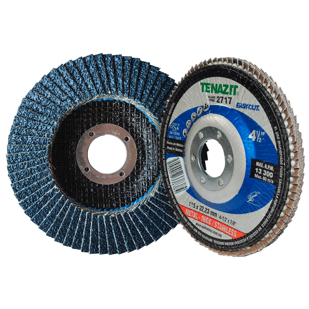 Disco laminado (flap) 4-1/2" x 7/8" zirconio G-60 Austromex